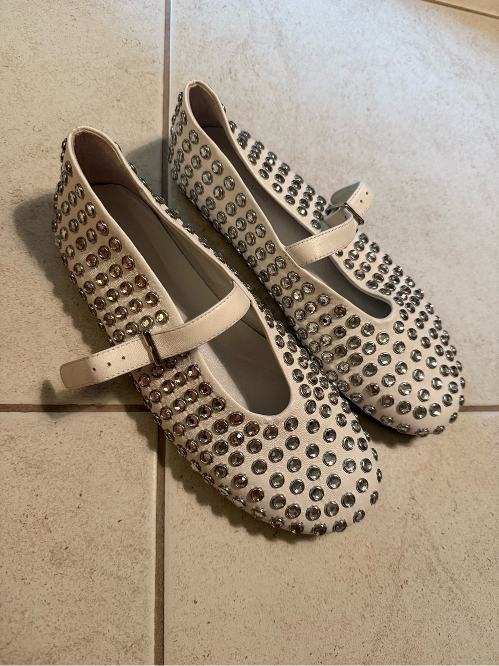 Tony Bianco White Studded Mary Jane Flats